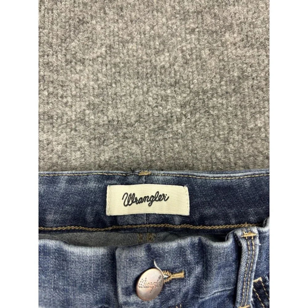 Wrangler Jeans Womens 31x34 Blue Bespoke Flare Stretch Denim Mid Rise Leg - Picture 2 of 9